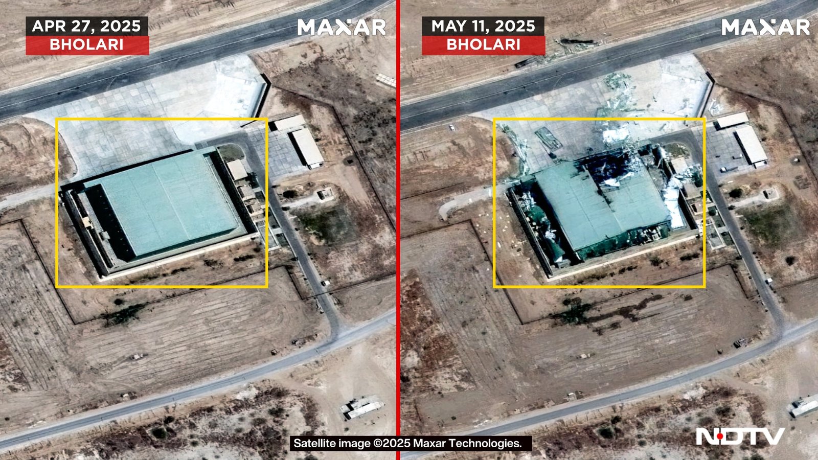 The hangar at the Bholari air base was severely damaged. High res here The hangar at the Bholari air base was severely damaged. High res here